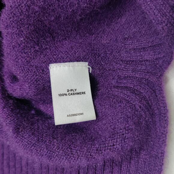 Amber Sun 2 Ply Cashmere Aubergine Purple Relaxed Sweater Medium Quiet Luxury - Picture 8 of 12